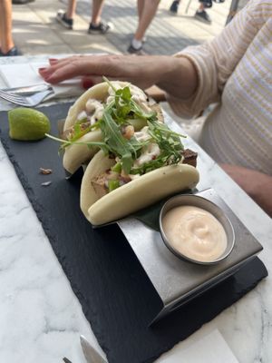 Vegan bao buns  at Bocchoris Arran de Mar in Mallorca