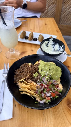 Nachos vegano, Linsenbällchen  at Bocchoris Arran de Mar in Mallorca