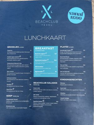 Lunch menu  at Beach Club Texel - Maybe closed in De Koog