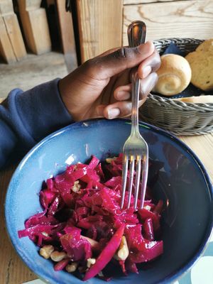 Beetroot salad at Rifugio Tamai in Sutrio