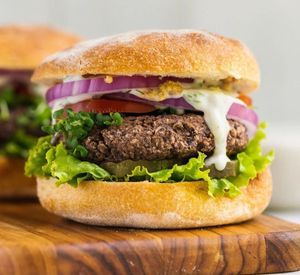 Vegan classic burger at The English Bakery Cafe in Gran Canaria