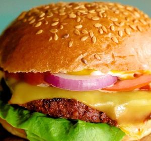 Vegan cheese burger at The English Bakery Cafe in Gran Canaria