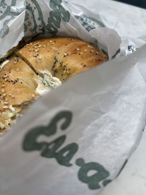Yummy 😋 scallion tofu spread with tomatoes and avocados 🥑   at Ess a Bagel - W 32nd in New York City