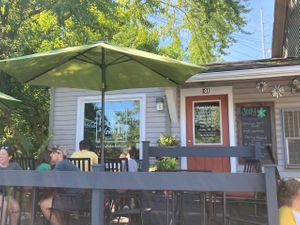 Exterior seating and entrance  at The Fork & Knife in Hudson