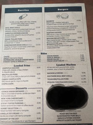 The other side of the menu! We liked that there was a traditional vegan burger as well as Moving Mountains at The Ferry Boat in Washingborough