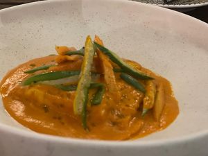 Grilled tofu in Makhani sauce. at People of Tomorrow in New Delhi