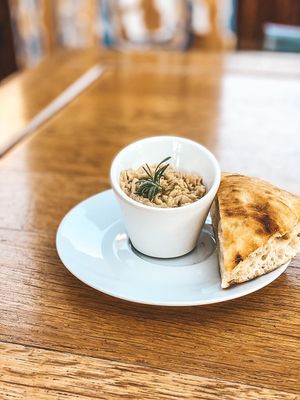 hummus with foccacia at Miejscówka Burger & Pizza in Uniejow
