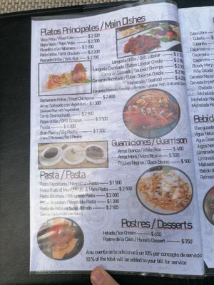 Menu at 7 de Espada Restaurante in Havana