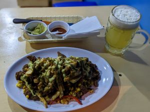 Mega Mazorca + Jugo de Lulo + Guacamole + Salsa Tamarindo at Estación Vegana in Bogota