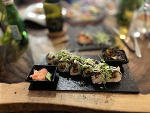OKONOMIYAKI SUSHI (vegan)   at Agni Vital Kitchen in Bacalar