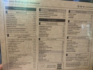 The menu   at Agni Vital Kitchen in Bacalar