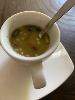 Tiny soup they give at the beginning:)  at Agni Vital Kitchen in Bacalar