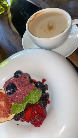 Red bean brownie- texture is a bit weird for me but the ice cream was really nice and it was cool overall   at Agni Vital Kitchen in Bacalar