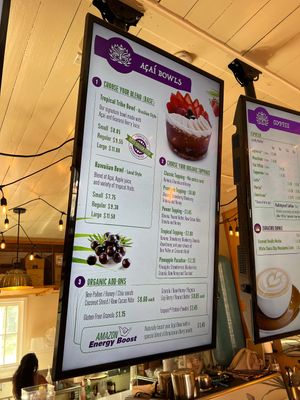 Menu  at Tropical Tribe  in Haleiwa