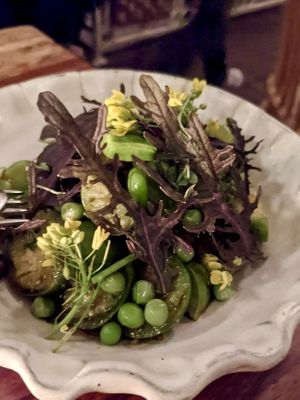 Tomatillo, nopales salad  at Rosetta in Mexico City
