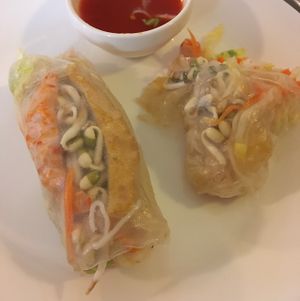 Super salty inedible spring rolls.  at Loving Hut - Zborovska in Prague