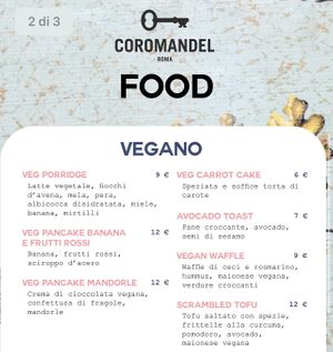 Sezione del menu vegano   at Coromandel in Rome
