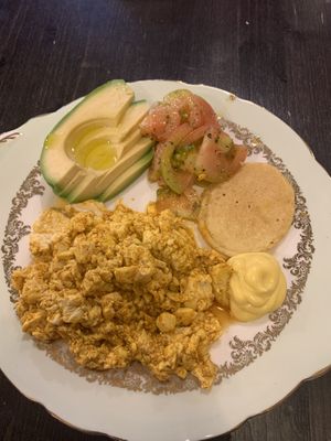 Tofu scramble brunch. 1 of 6 vegan options. Very filling!  at Coromandel in Rome