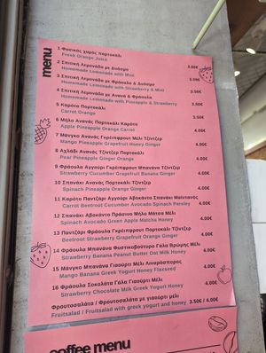 Menu at Chimopoieio - Χυμοποιείο in Athens