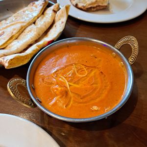 Curry and vegan naan at Namaste Village Cambridge in Cambridge