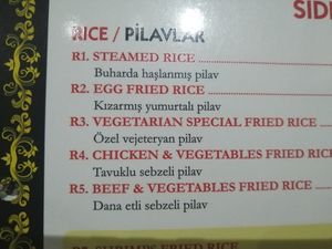 rice varieties at The Mandarin Restaurant in Marmaris