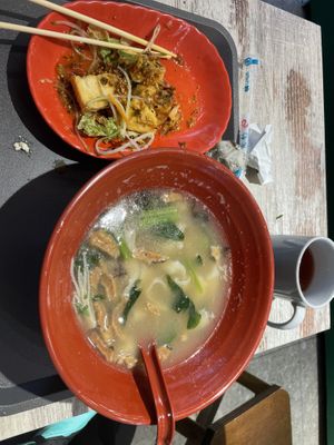 Deep fried tofu and a soup  at Kang Su Vegetarian 康素 - Orchard in Central Singapore