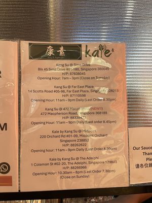   at Kang Su Vegetarian 康素 - Orchard in Central Singapore