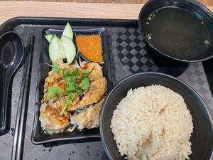 Fried chicken rice   at Kang Su Vegetarian 康素 - Orchard in Central Singapore