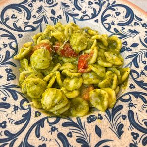 Orecchiette al Pesto de Pistacho y limón  at Bresca in Santiago De Compostela