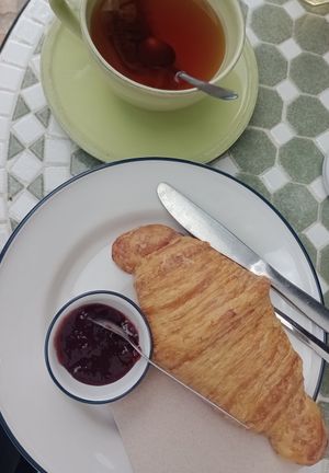 Tea & croissant at All Things Dough in Lagos