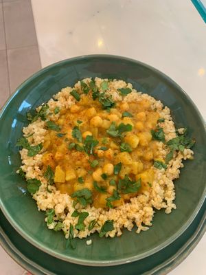 Chickpea curry with bulgur at All Things Dough in Lagos