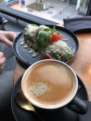 Avo open face sandwich 9 / 10 and americano   at IVY Tagesbar in Munich