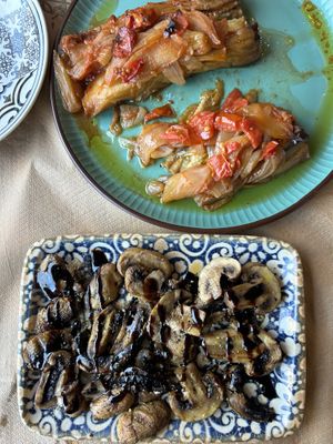 Gegrillte Pilze und Aubergine   at Haïri in Pieria