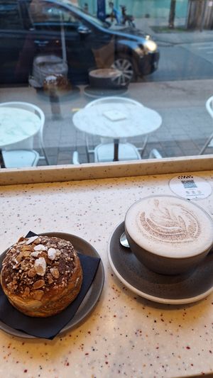 Early morning, enjoying a bun with a cuppa in Ghent  🌅☕️🇧🇪 at WAY Plant Based Bake House in Ghent