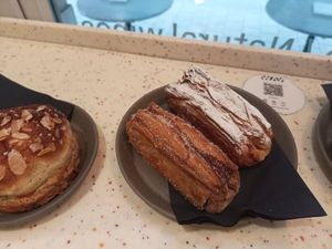 Cinamon croissant and almond croissant at WAY Plant Based Bake House in Ghent