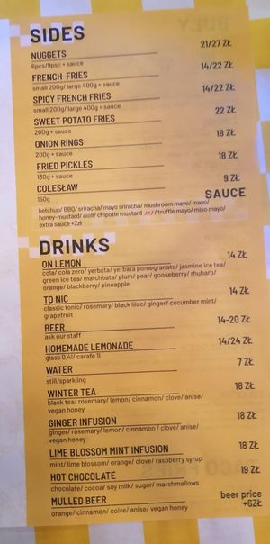 Menu at Buła z Musztardą in Poznan