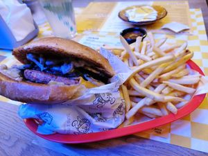 The awesome burger with mushroom! at Buła z Musztardą in Poznan