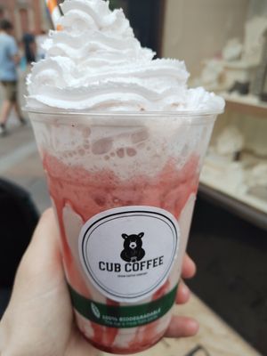Strawberry and cream iced drink at Cub Coffee  in High Wycombe