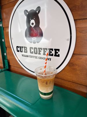 Pistachio iced latte with oat milk  at Cub Coffee  in High Wycombe