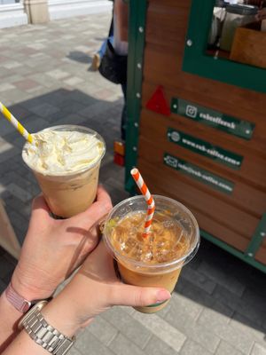 Pistachio iced latte & biscoff iced latte (both with oat milk)   at Cub Coffee  in High Wycombe