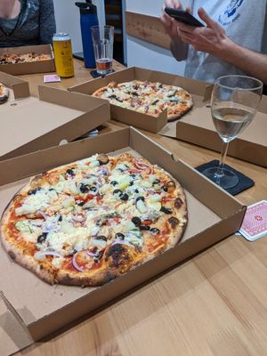 Pizza with everything other than jalapenos ! at The Foodie Shack in Isle Of Mull