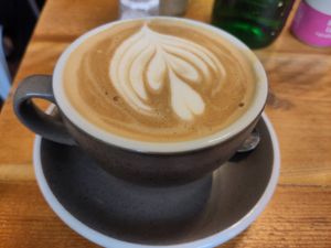 Oat latte at Foliage Cafe in Bristol