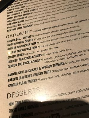 Gardein section at Yard House in Honolulu