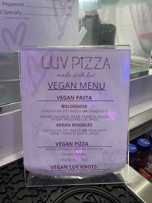 Vegan options   at Luv Pizza in New York City