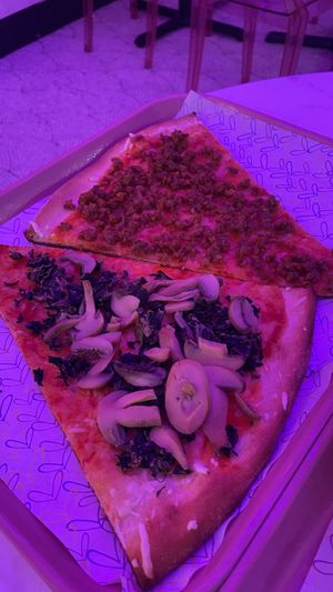 1 vegan sausage slice, 1 vegan veggie slicees  at Luv Pizza in New York City