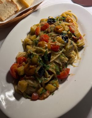 Spaghetti with Vegetables & Pumpkin Sauce  at Mignon in Malcesine