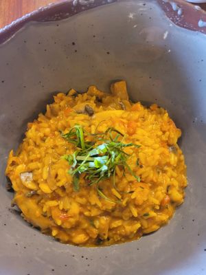 Risotto vegano at Tierras Amazónicas in Leticia