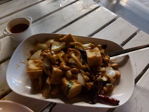 Tofu with cashew nuts at TUBTIM Restaurant in Koh Samet