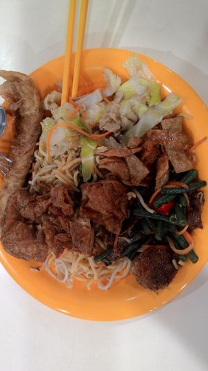 "meats" made from fried tofu skin at Fou Guang Yuan Vegetarian Food in Central Singapore