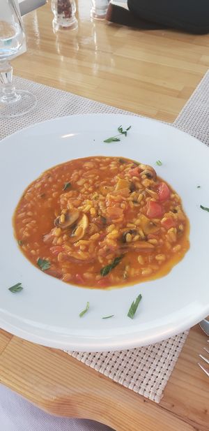 Vegan risotto - reaaal good! at Aris Restaurant in Santorini